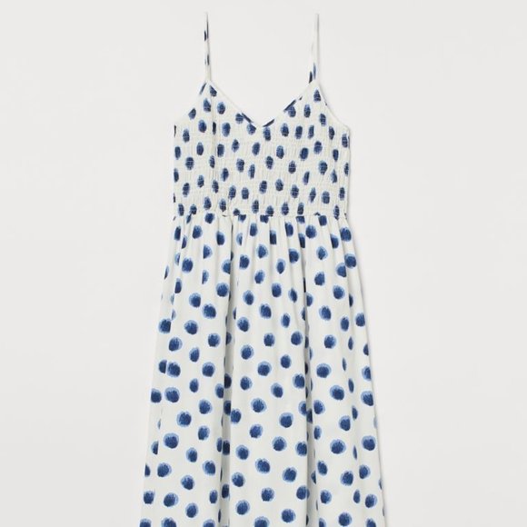 H&M Smocked Cotton Dress Sz L - Picture 4 of 6